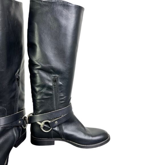 Thunder Italy Boots Womens 36 Black Leather Riding Style MC Buckle Zip Ankle - Picture 6 of 9